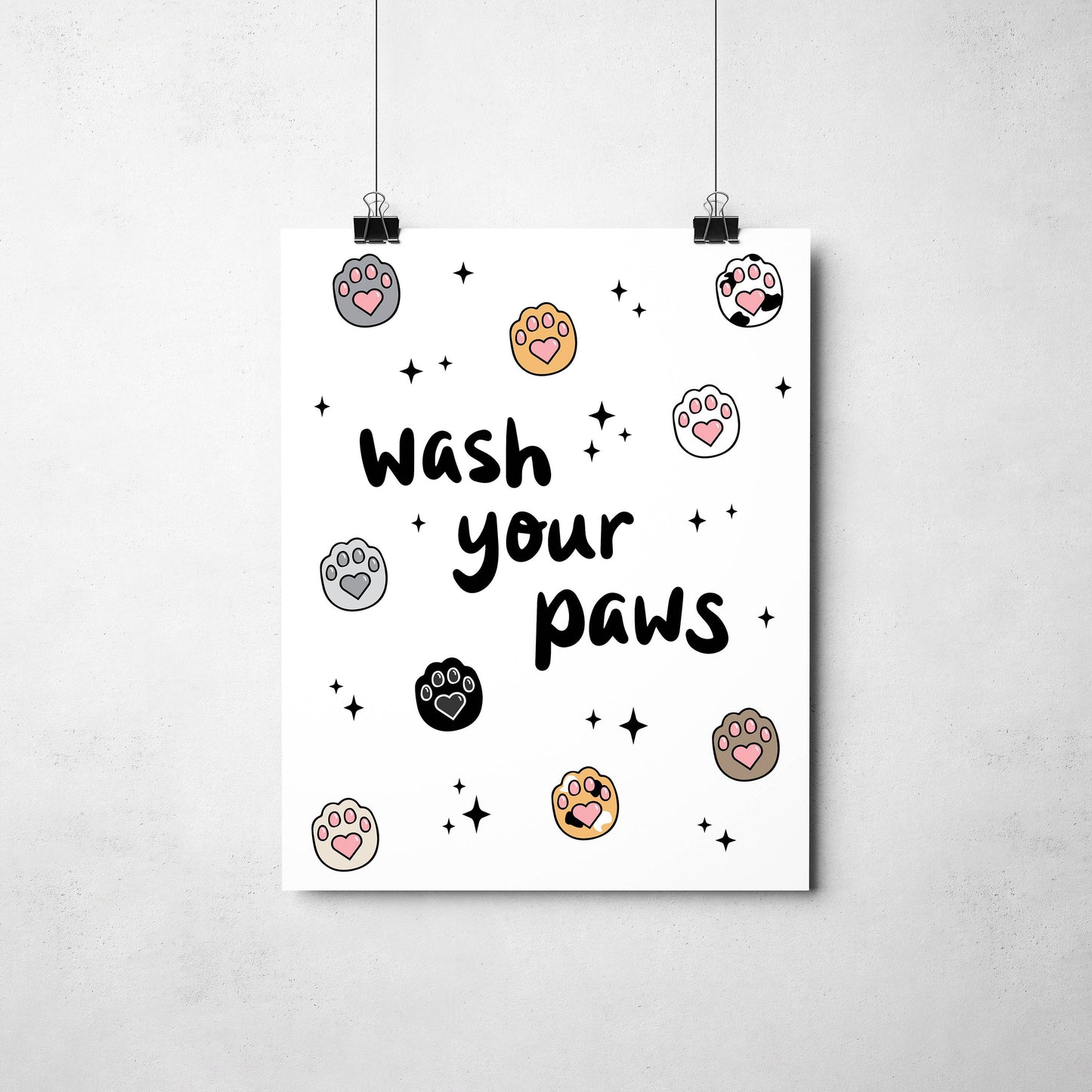 "Wash Your Paws" Cat Art Print