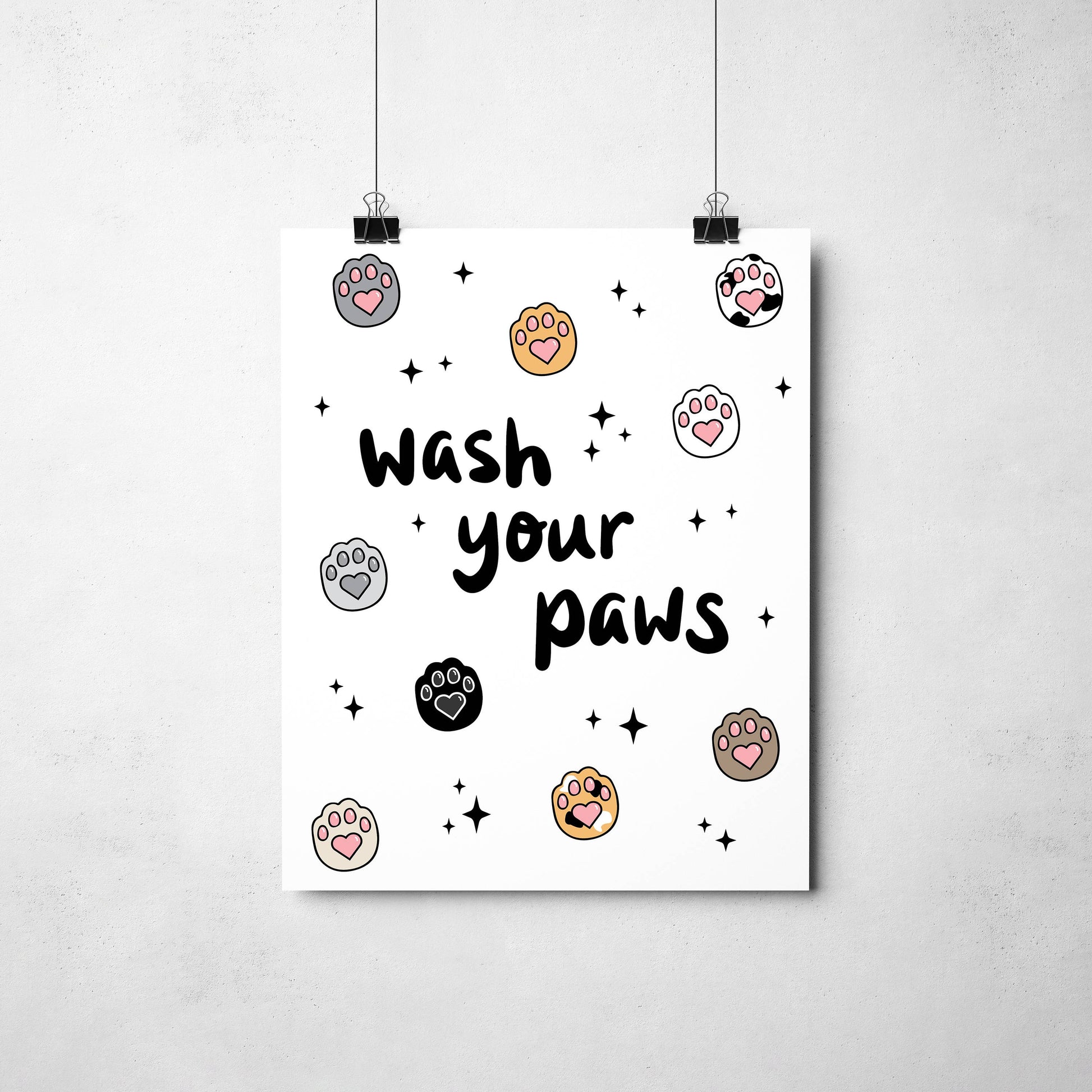 "Wash Your Paws" Cat Art Print