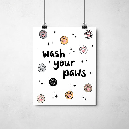 "Wash Your Paws" Cat Art Print