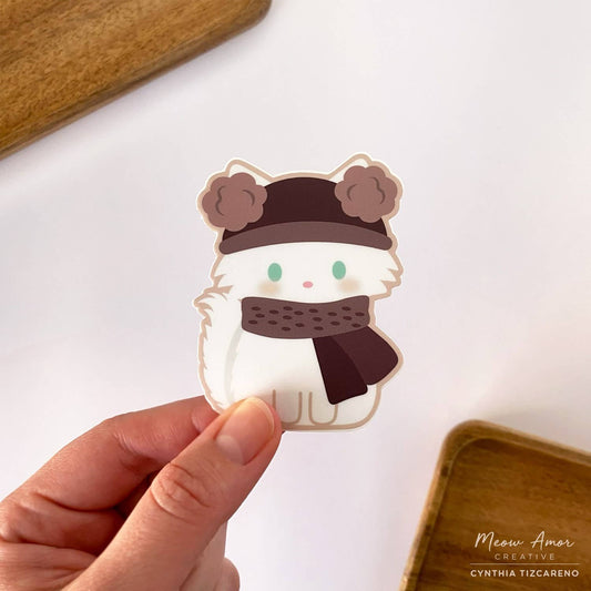 Cozy Fluffy Cat Vinyl Sticker