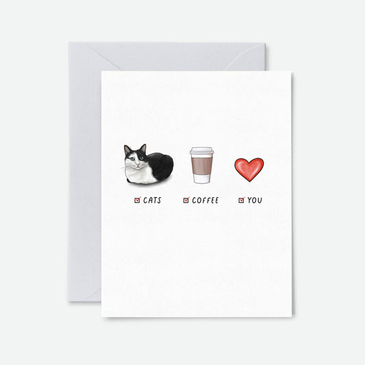 Cats, Coffee, You | Check Box Love Card
