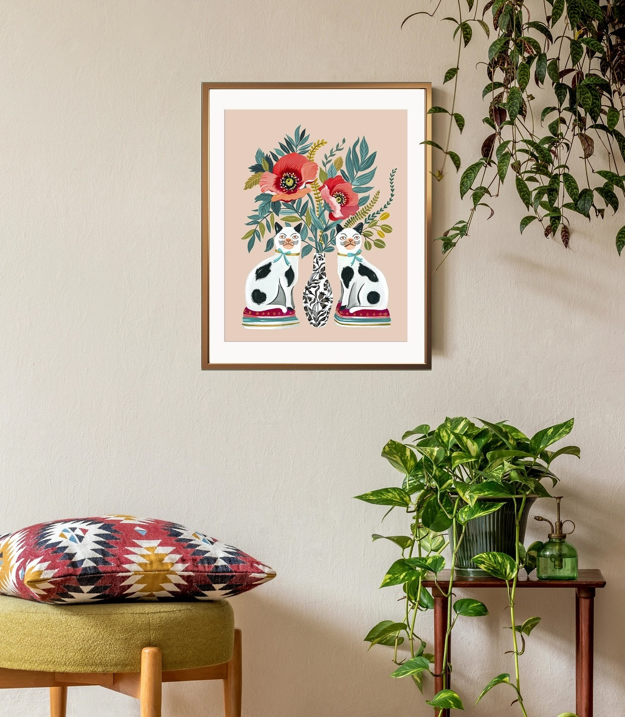 Staffordshire Cats Art Print