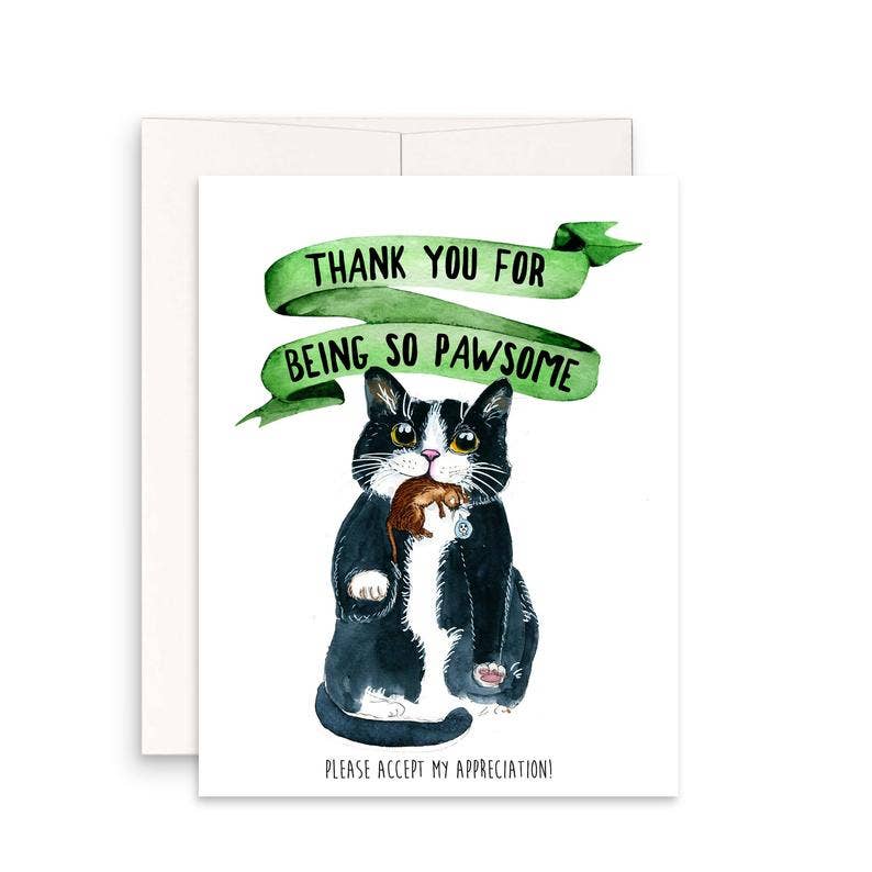 Pawesome Cat Gift - Funny Thank You Card