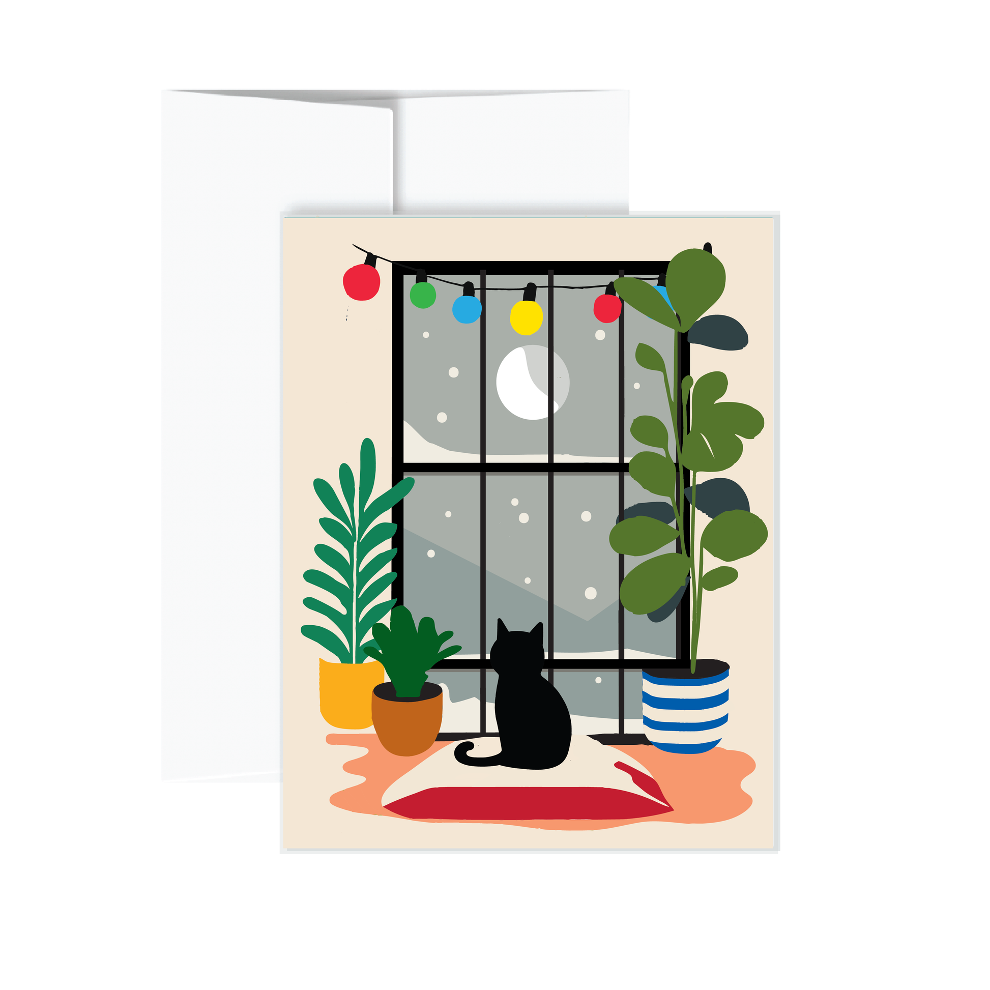 Cat in Window Holiday Card