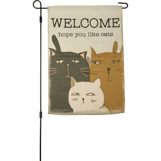 Welcome. Hope You Like Cats Garden Flag
