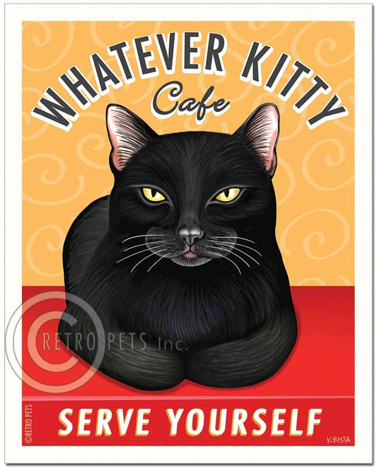 Cat Art "Whatever Kitty, Black"