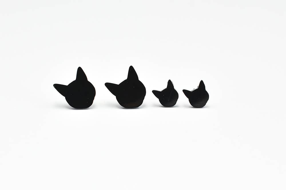 Simple Black Cat Earrings: Small