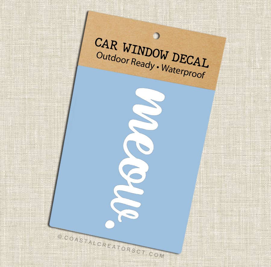 Meow White Vinyl Window Decal