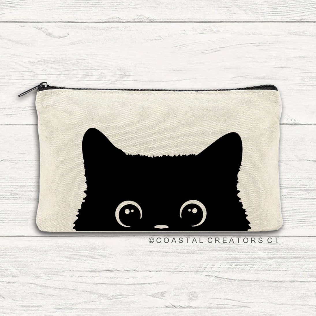 Cat Peeking Canvas Zipper Bag