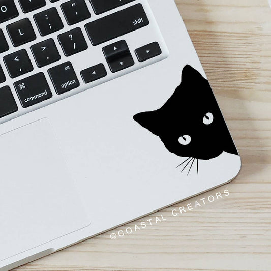 Peeking Cat Black Vinyl Sticker