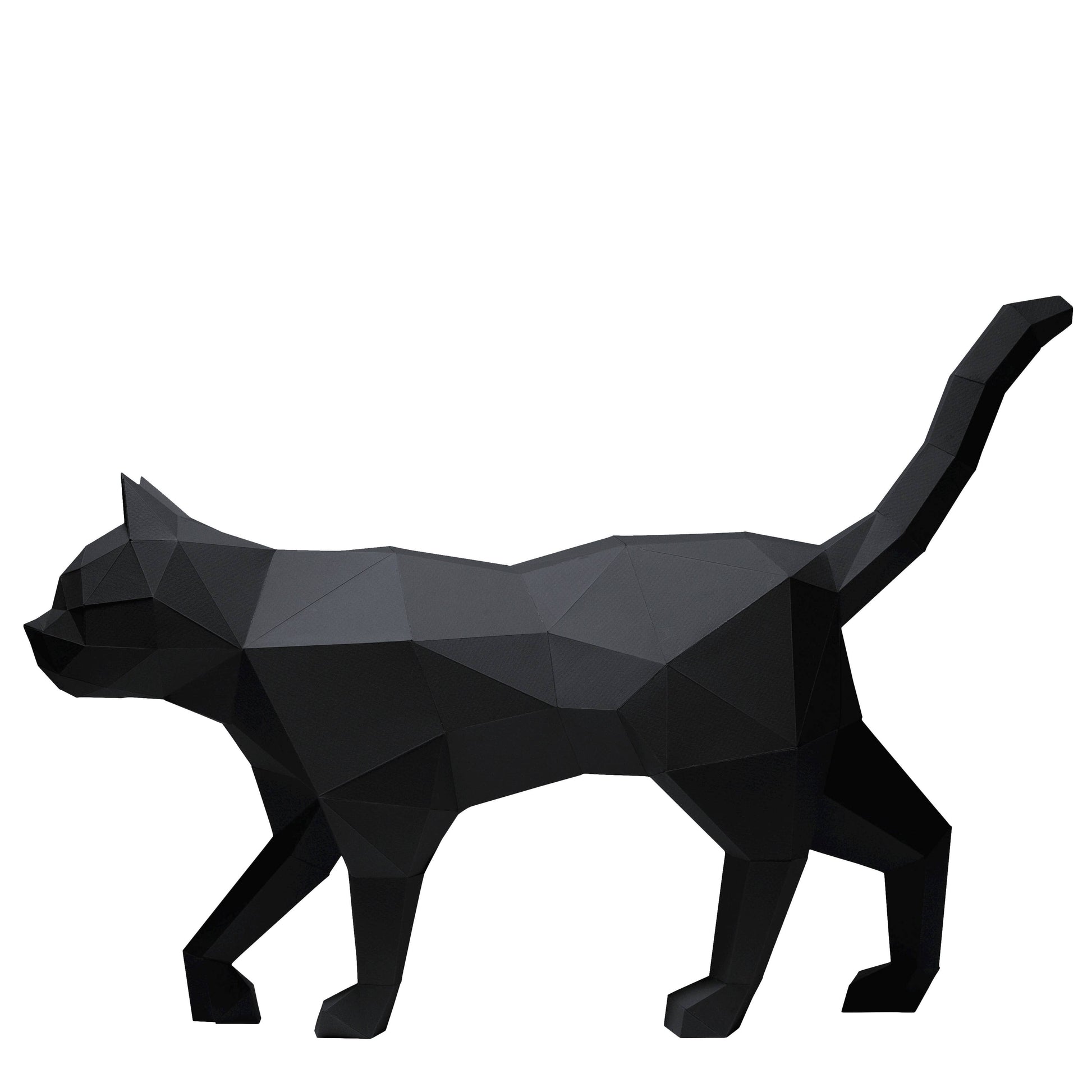 3D Paper Art Cat Origami Model - Black
