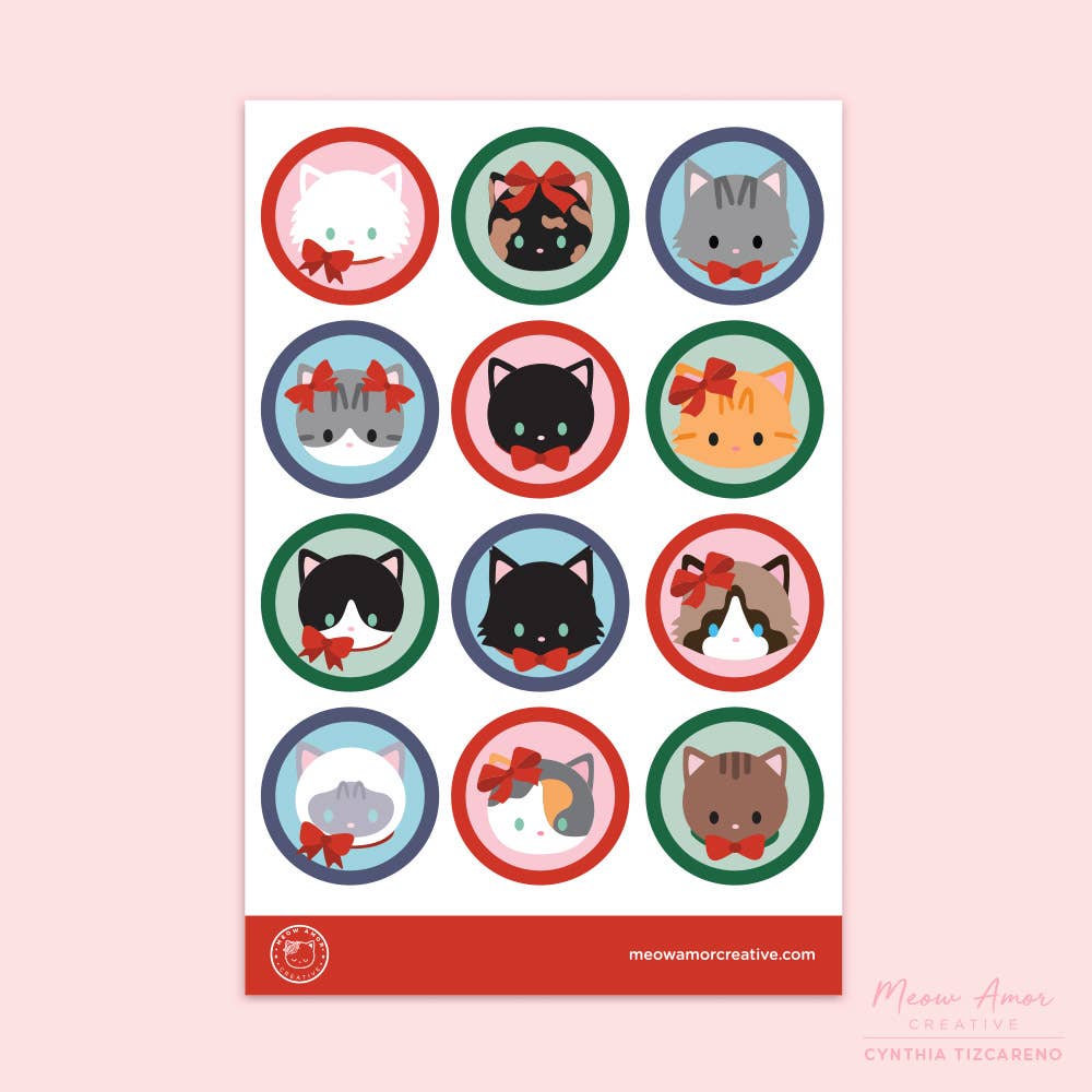 Ribbon Cats Vinyl Sticker Sheet