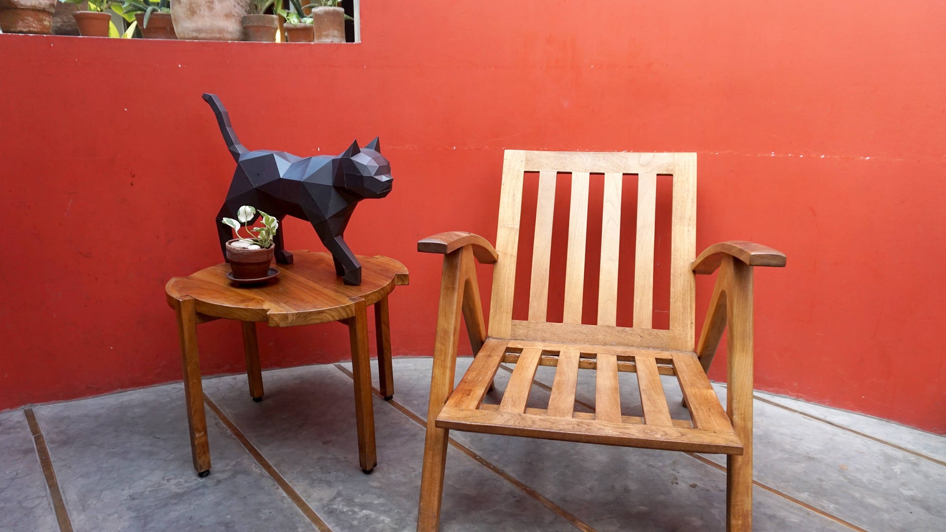 3D Paper Art Cat Origami Model - Black