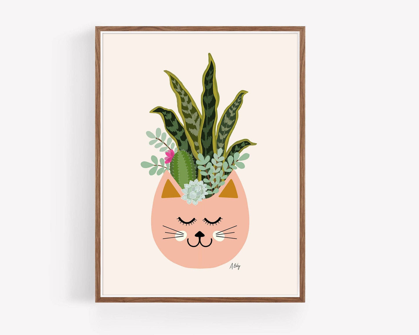 Cat Planter Art Print