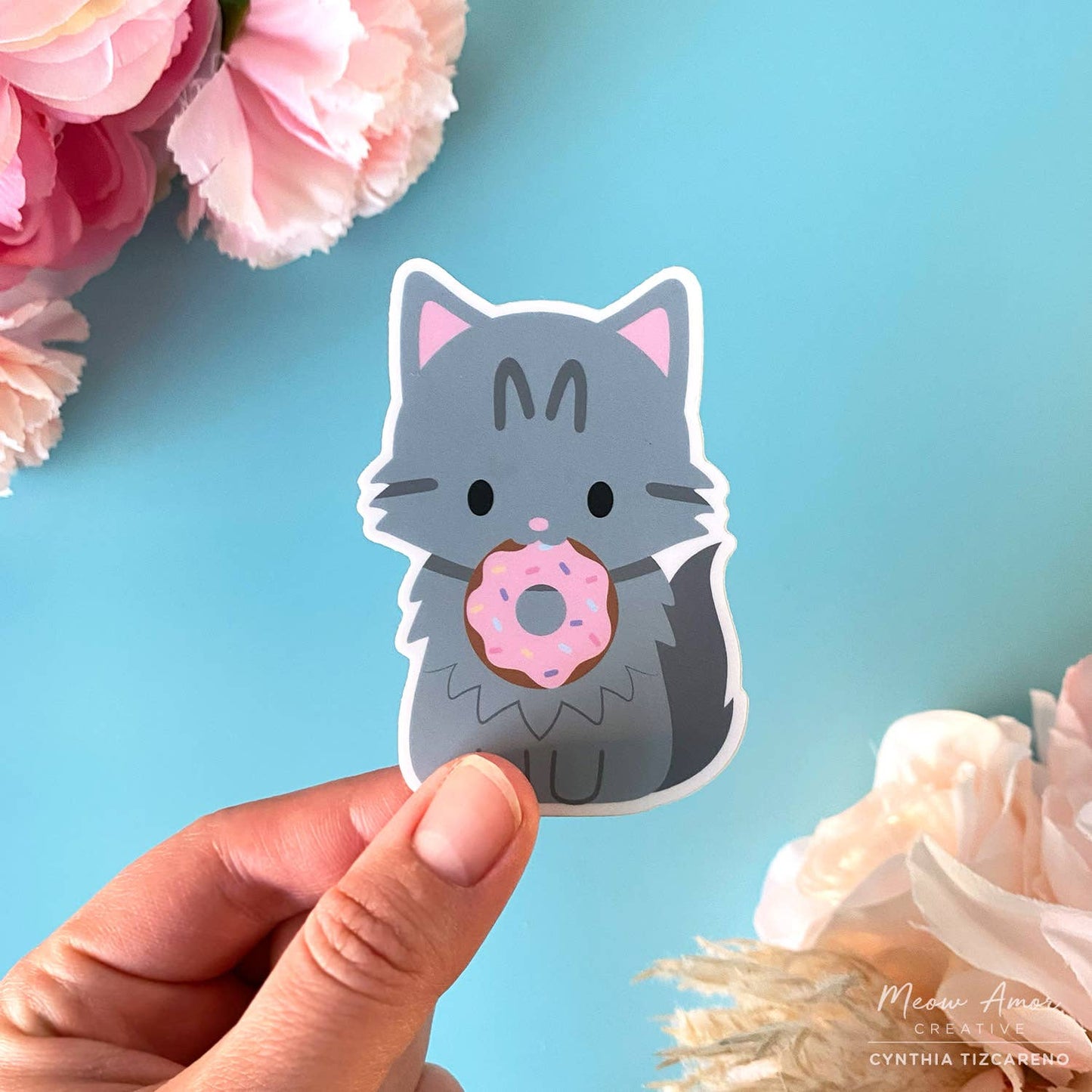 Donut Cat Vinyl Sticker