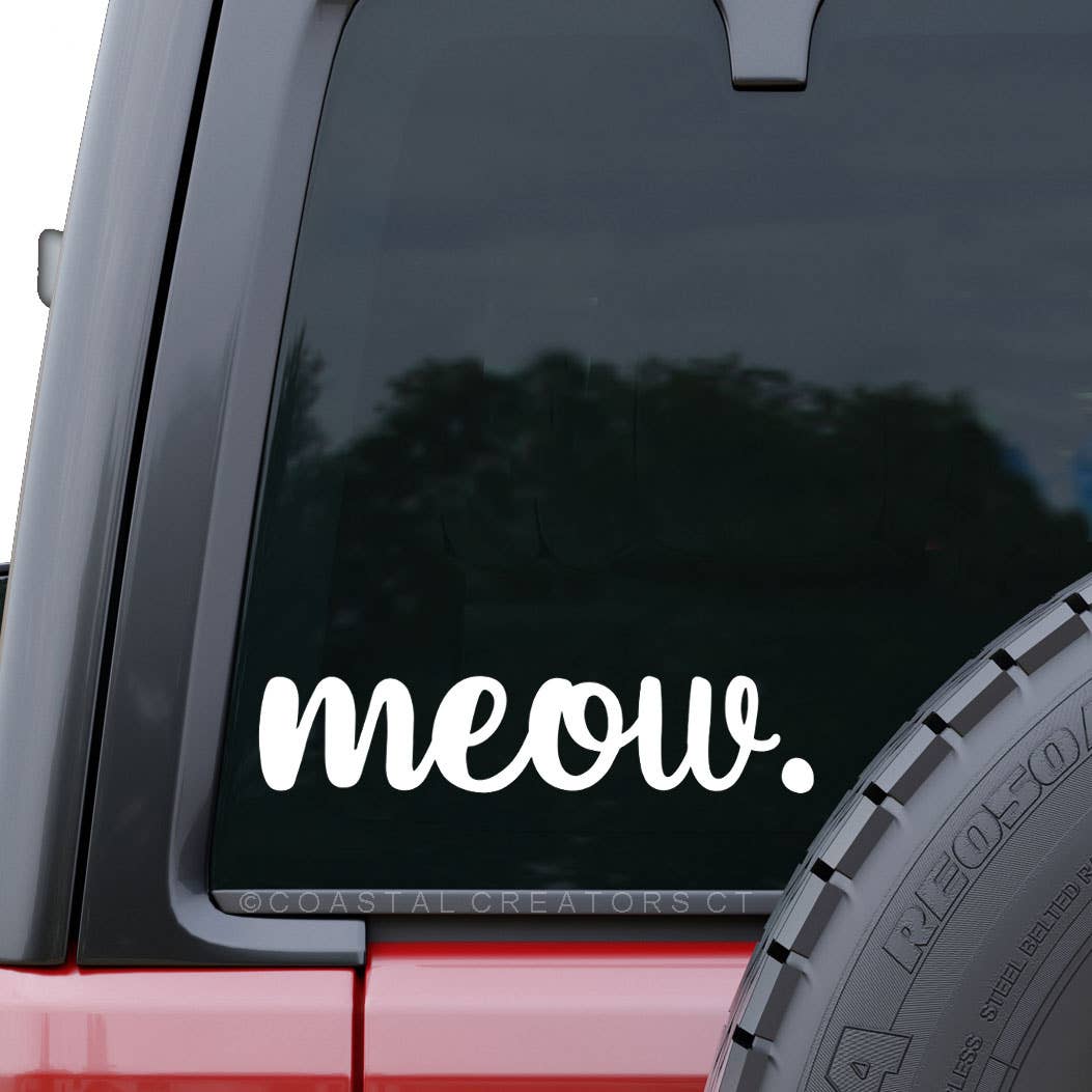 Meow White Vinyl Window Decal