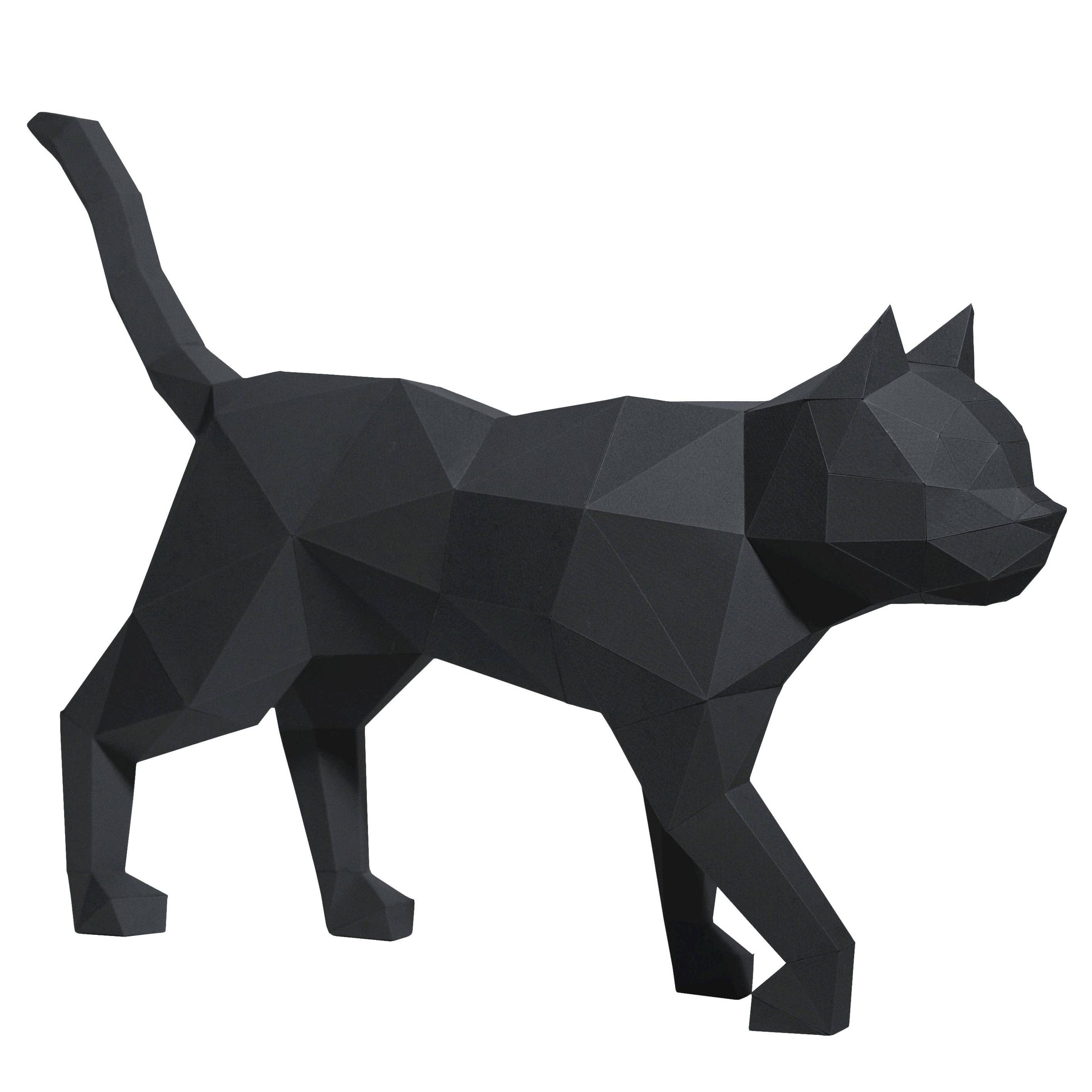 3D Paper Art Cat Origami Model - Black