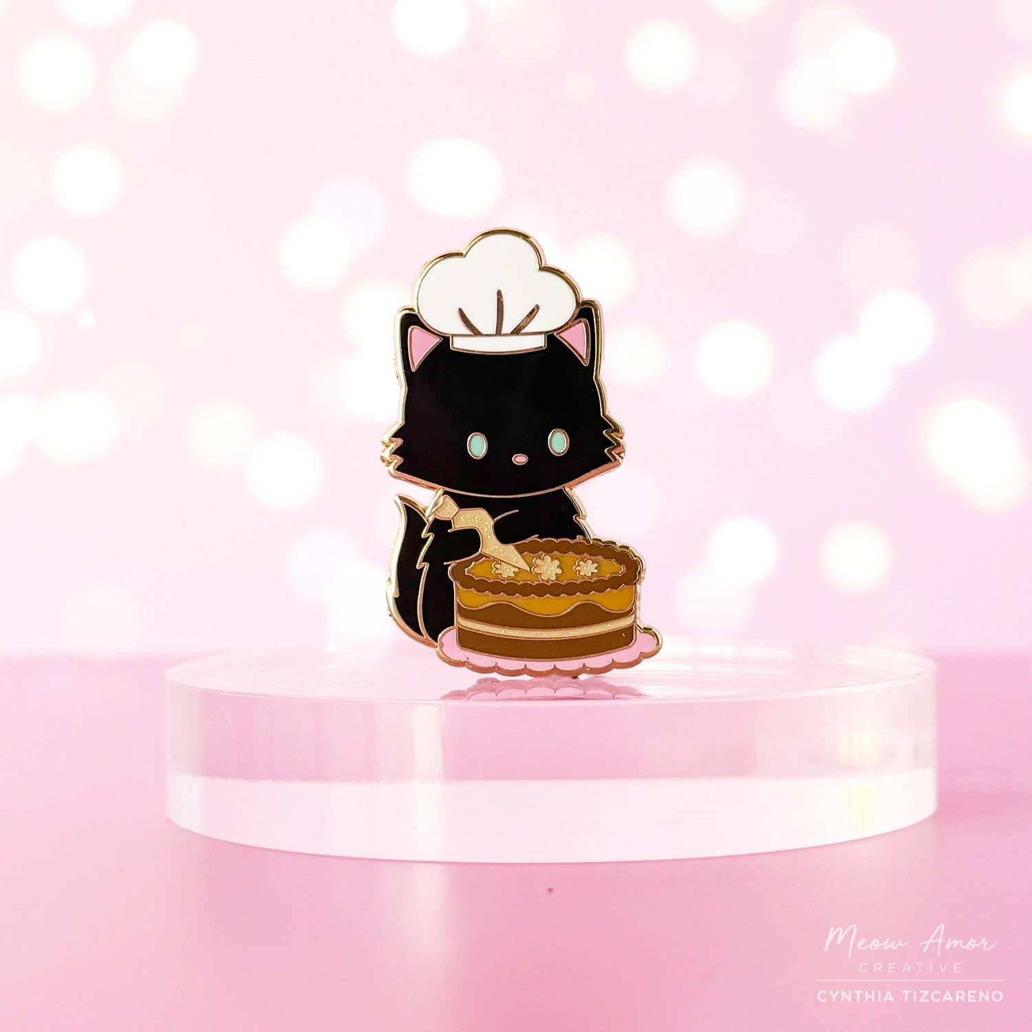 Black Cat Baker Enamel Pin