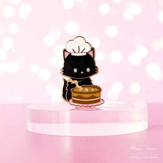 Black Cat Baker Enamel Pin
