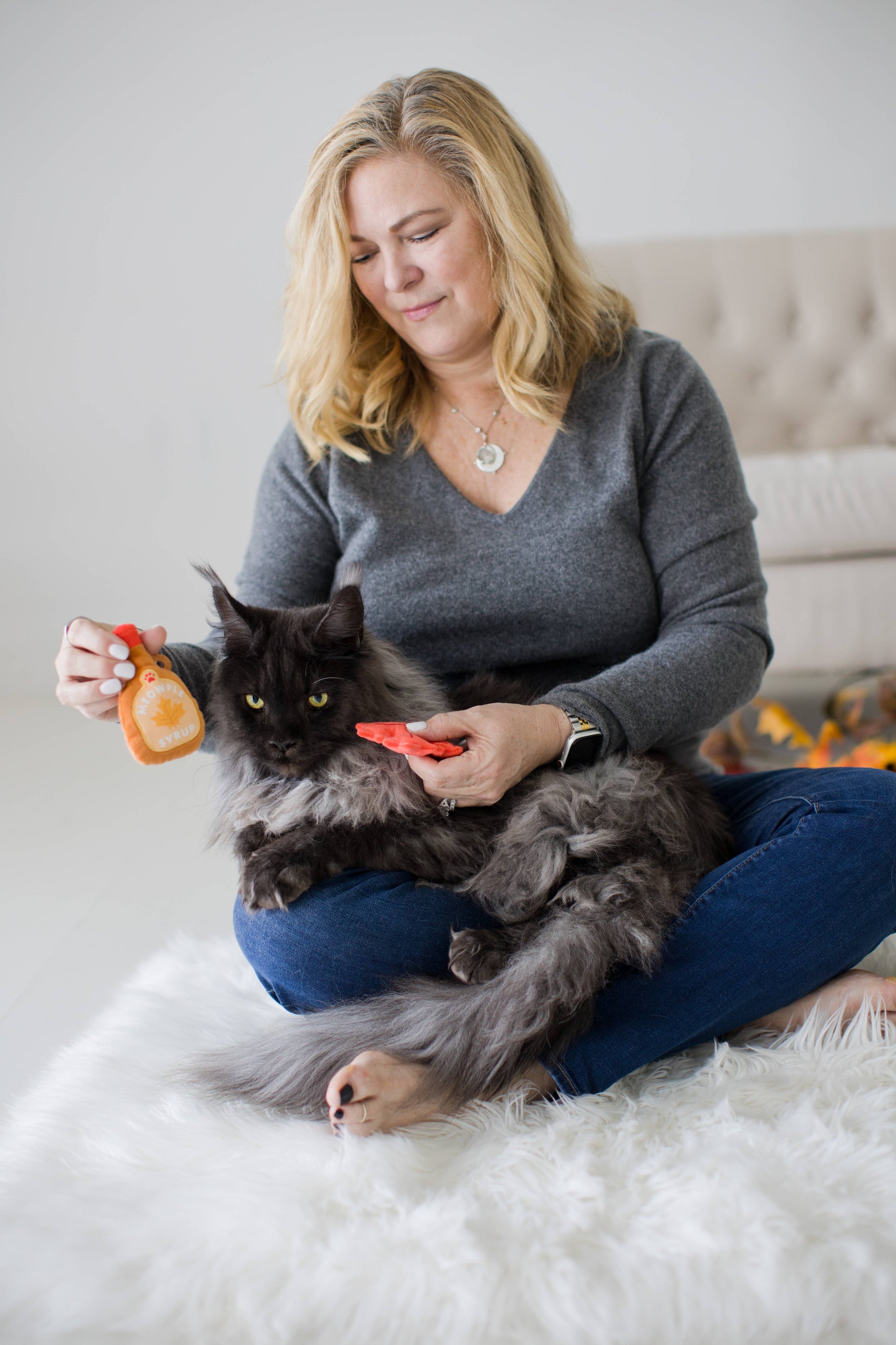 Maple Leaf & Syrup Fall Cat Toys, Set of 2
