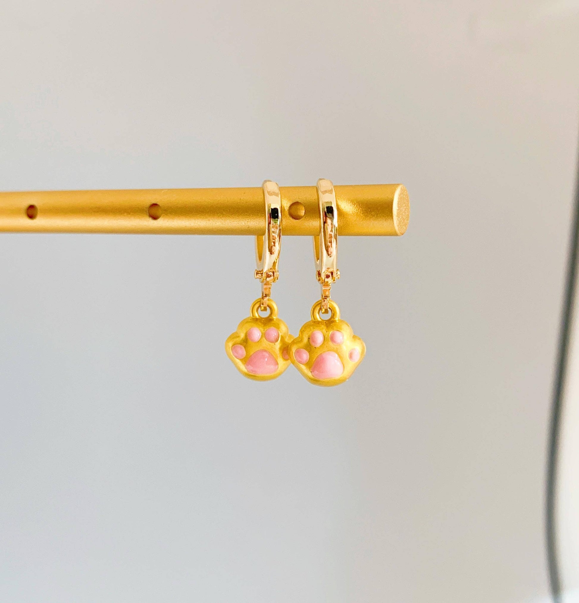 Lucky Cat Paw Huggie Earrings