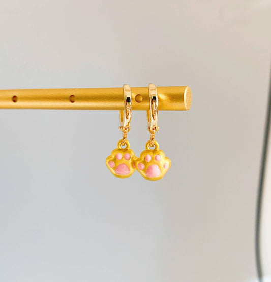 Lucky Cat Paw Huggie Earrings
