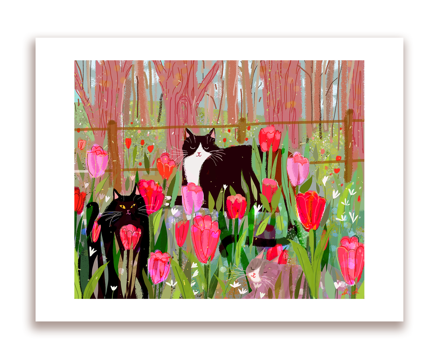 Tulip Cat Art Print