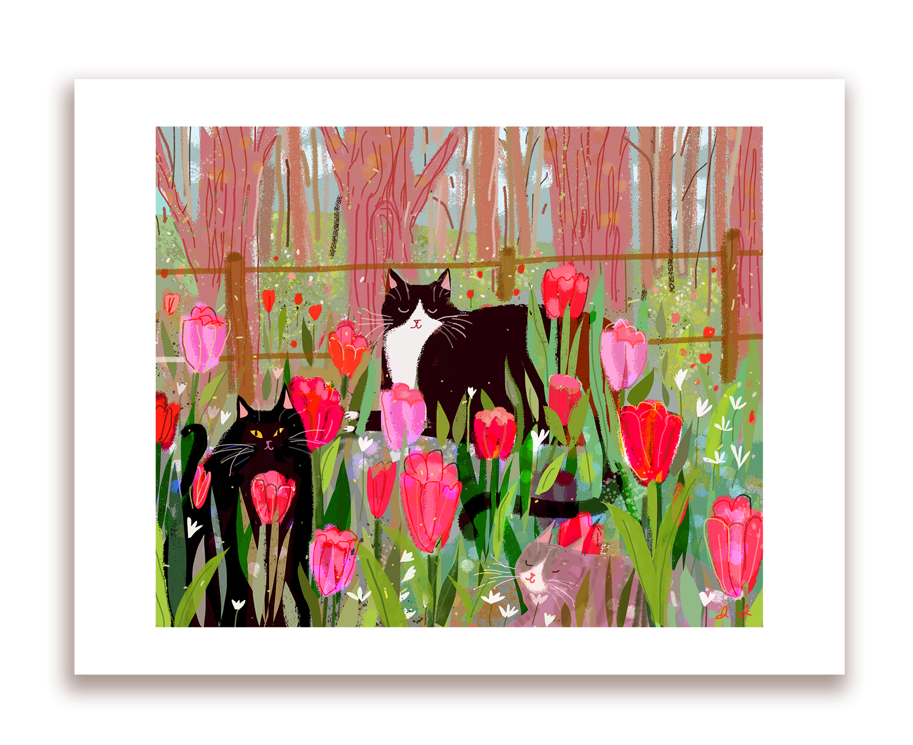 Tulip Cat Art Print