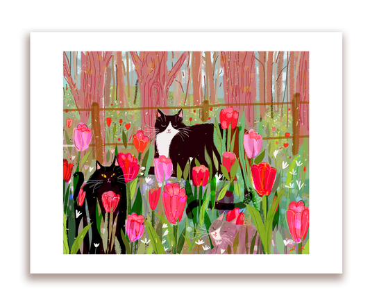 Tulip Cat Art Print
