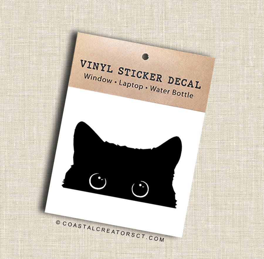 Peeking Cat with Eyes Vinyl Sticker