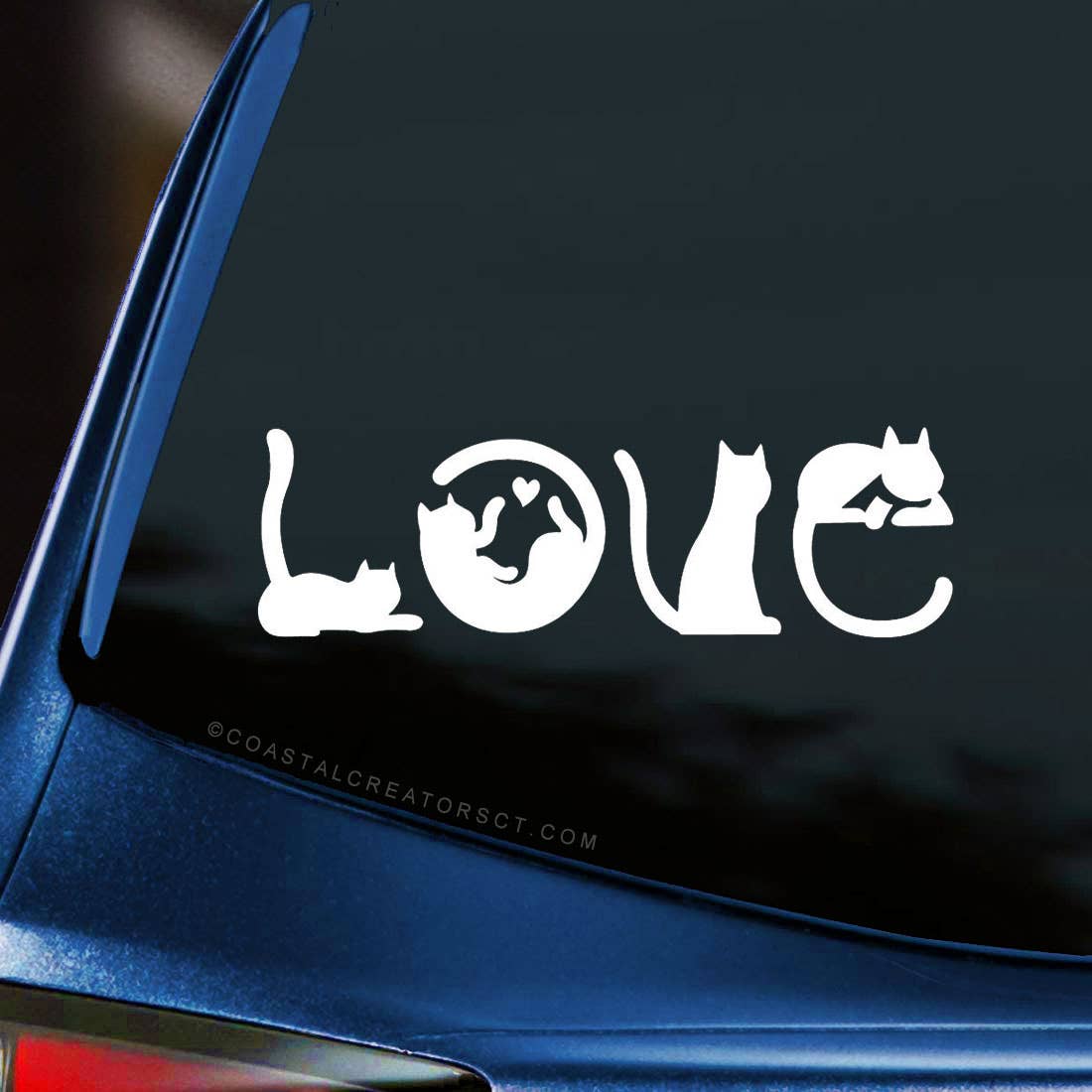 "Cat Love" White Vinyl Window Decal