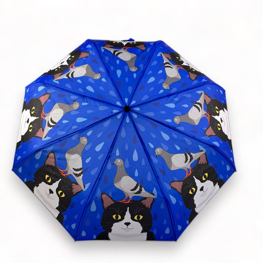 Umbrella - Pigeon and Tuxedo Cat