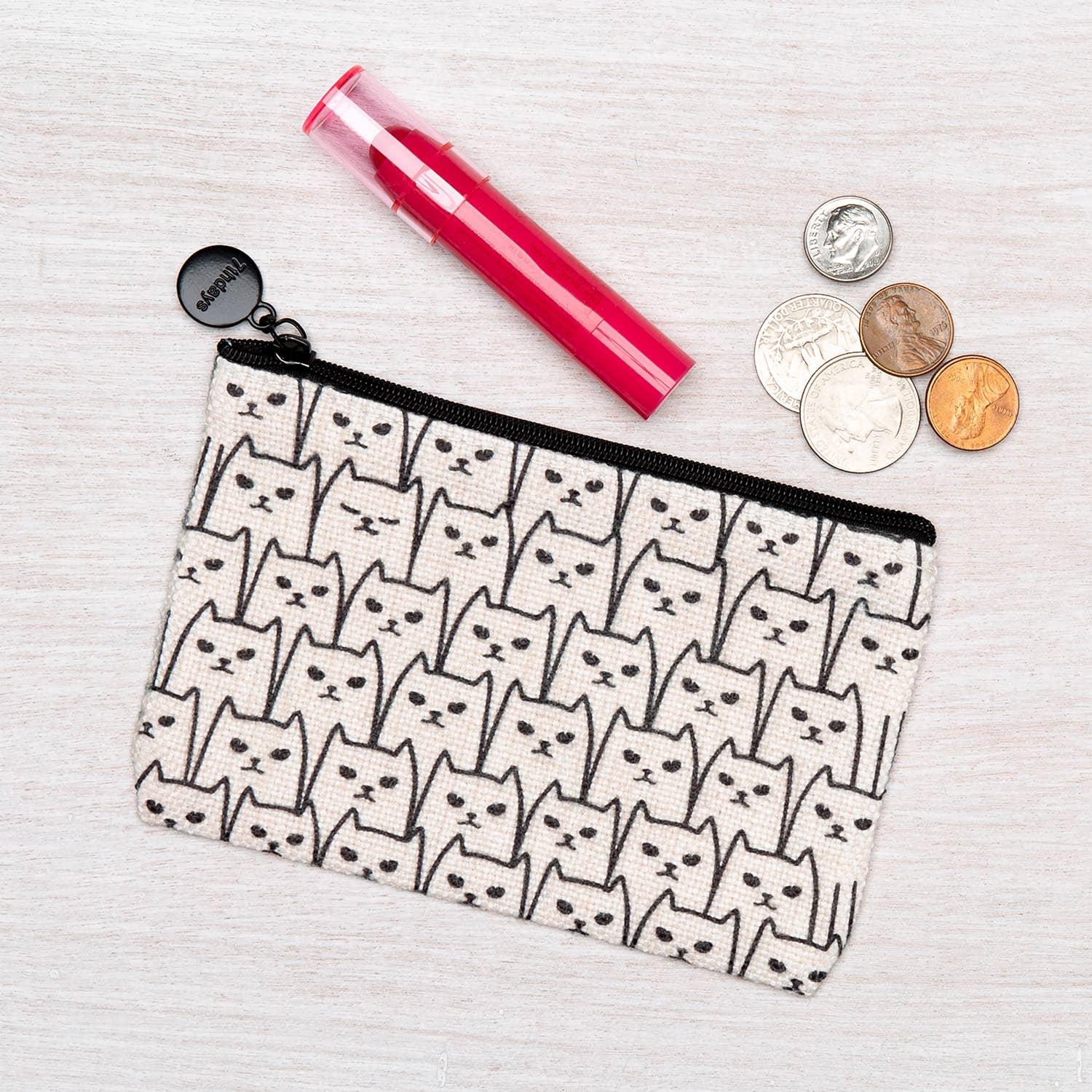 Cat Linen Zipper Pouch