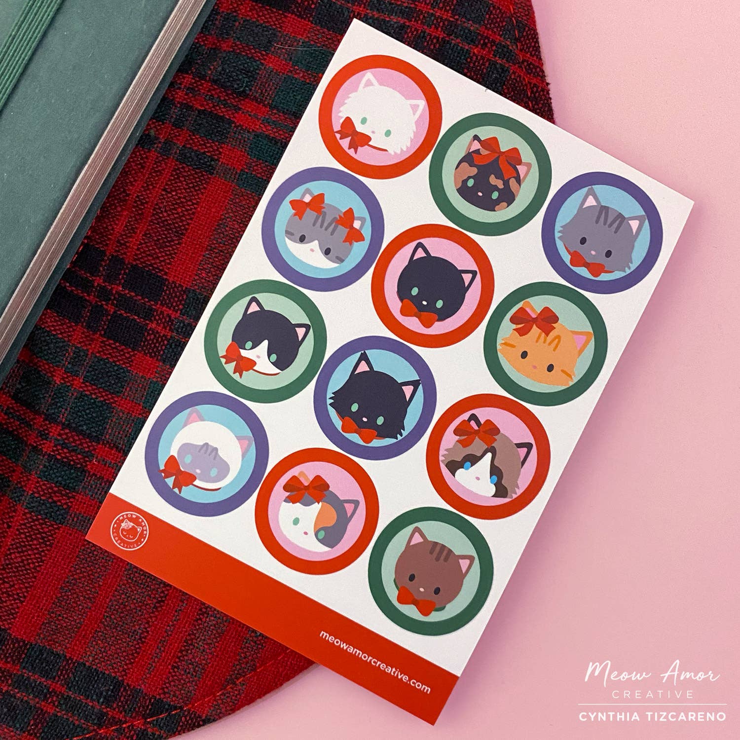 Ribbon Cats Vinyl Sticker Sheet