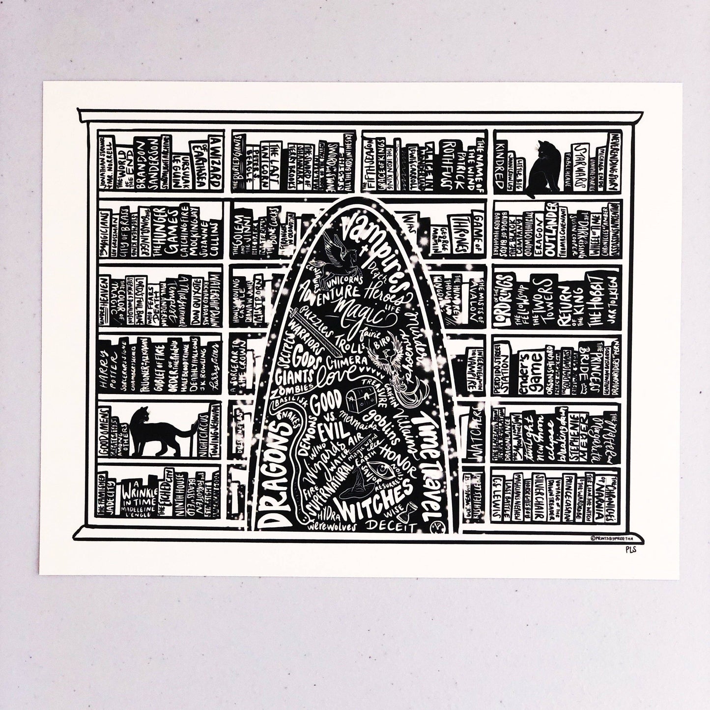 Fantasy Bookshelf Print