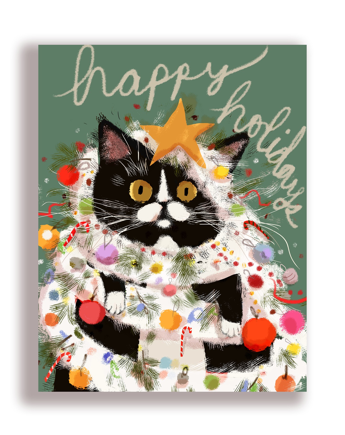 Holiday Decor Cat Card