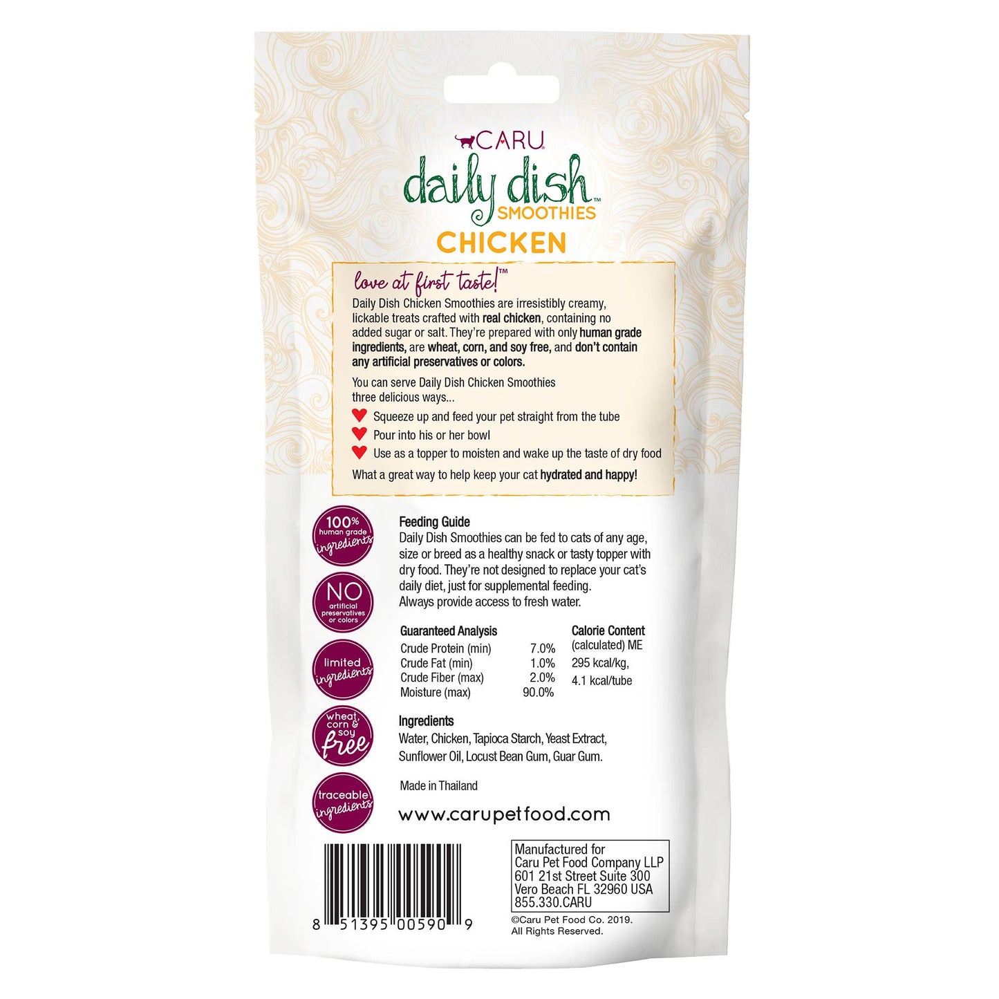 Caru Daily Dish Smoothie Lickable Treat for Cats - Chicken
