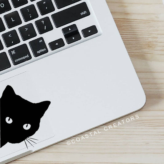 Peeking Cat Black Vinyl Sticker