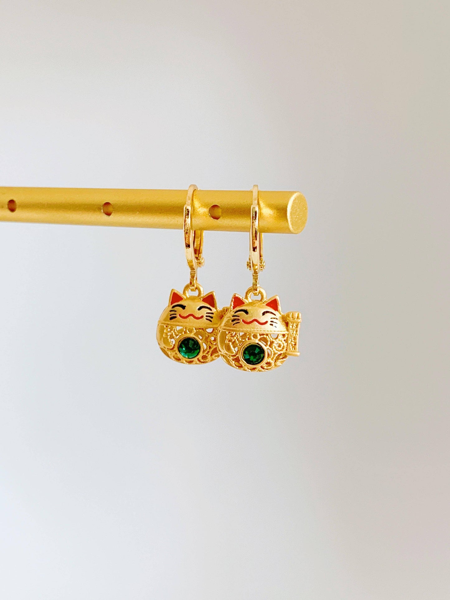 Lucky Cat Huggie Earrings