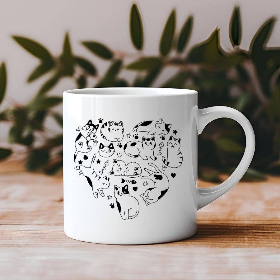 Mug - Cat Heart Doodle