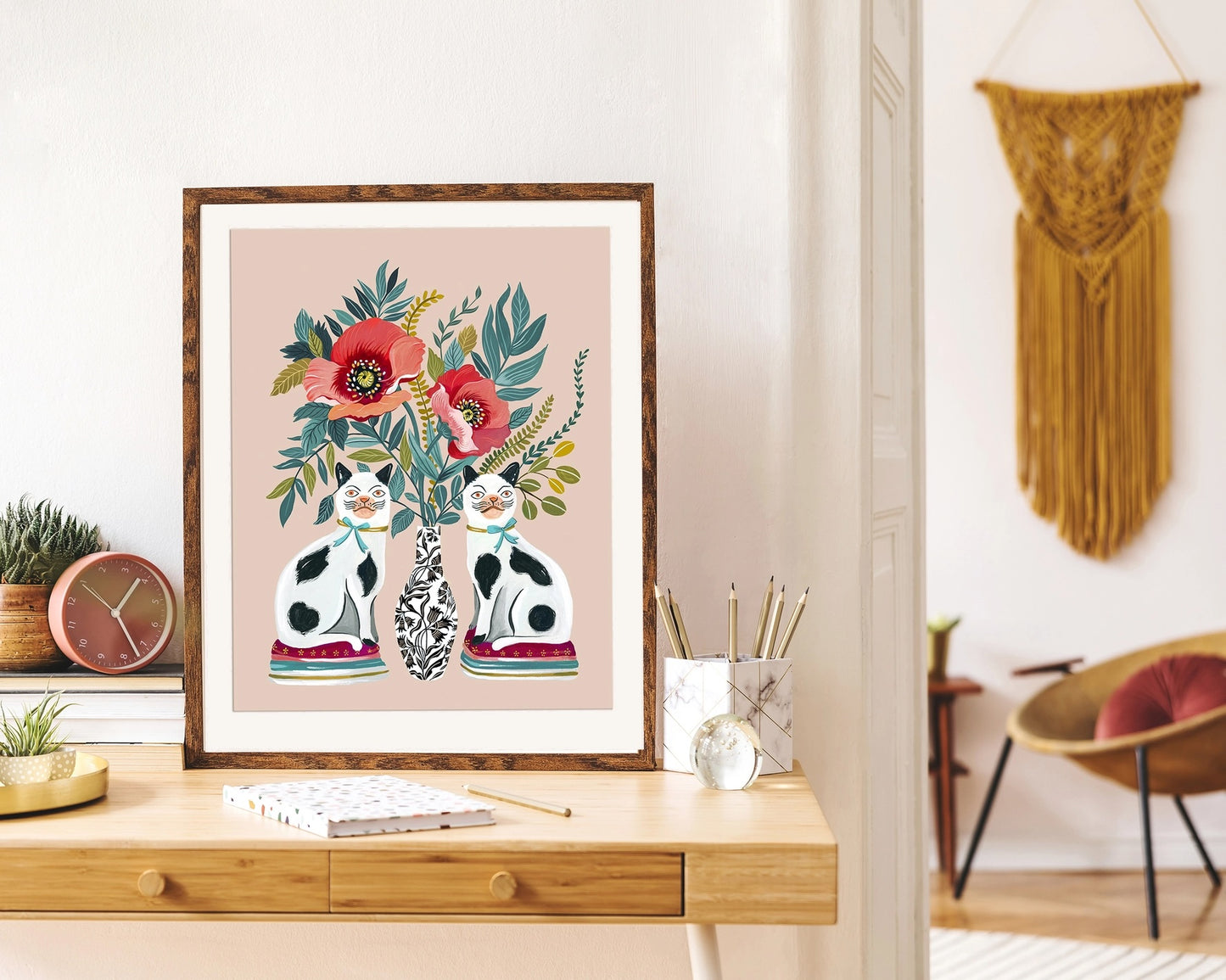 Staffordshire Cats Art Print