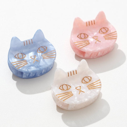 Small Cat Face Claw Clip Pastel