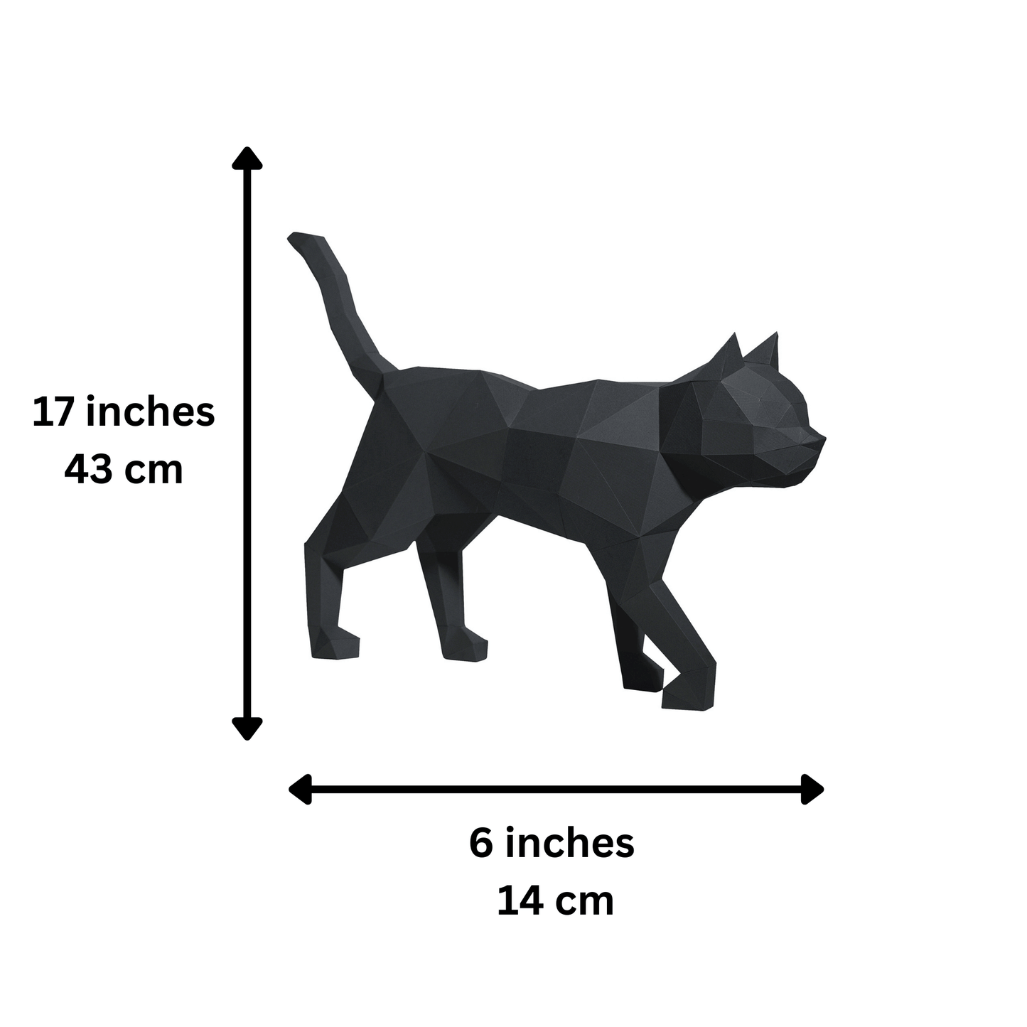 3D Paper Art Cat Origami Model - Black