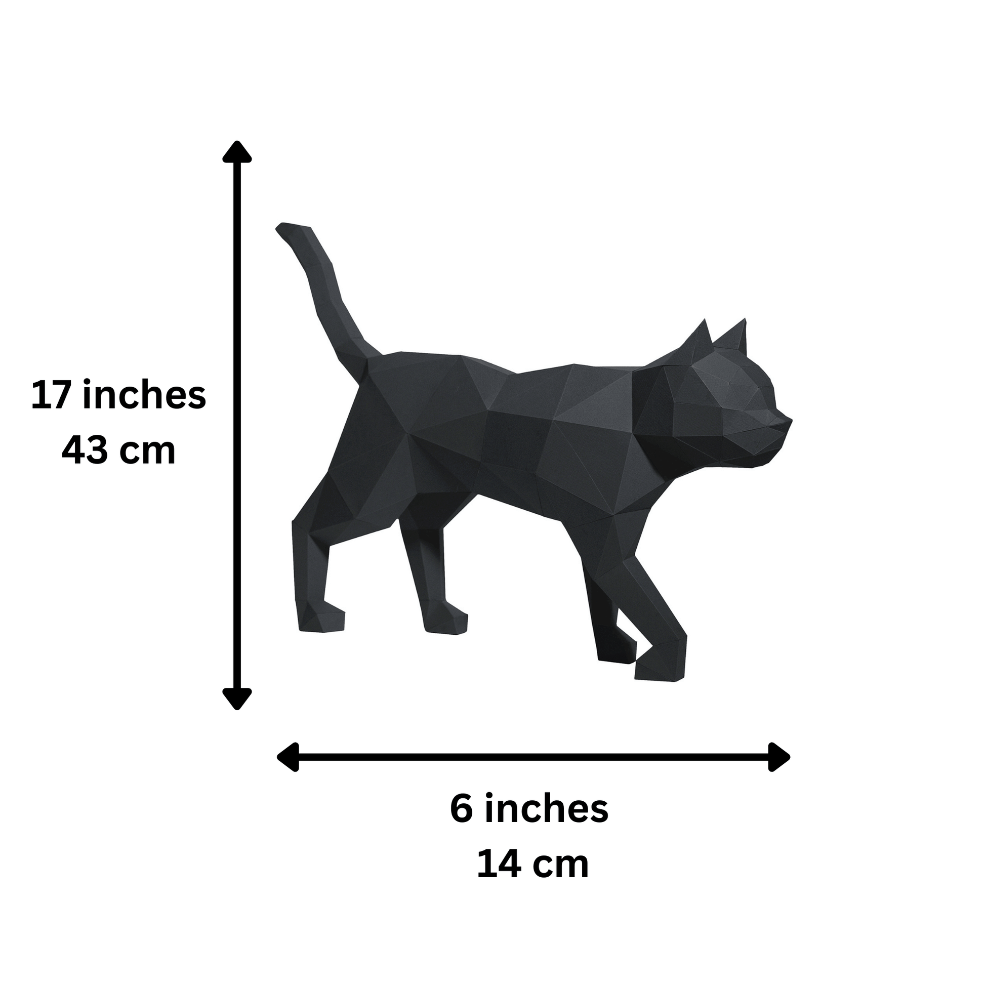 3D Paper Art Cat Origami Model - Black