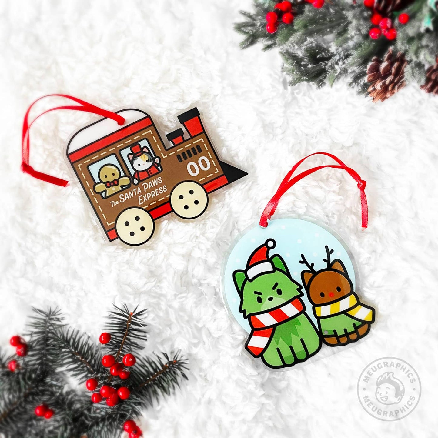 Santa Paws Express Train Acrylic Ornament