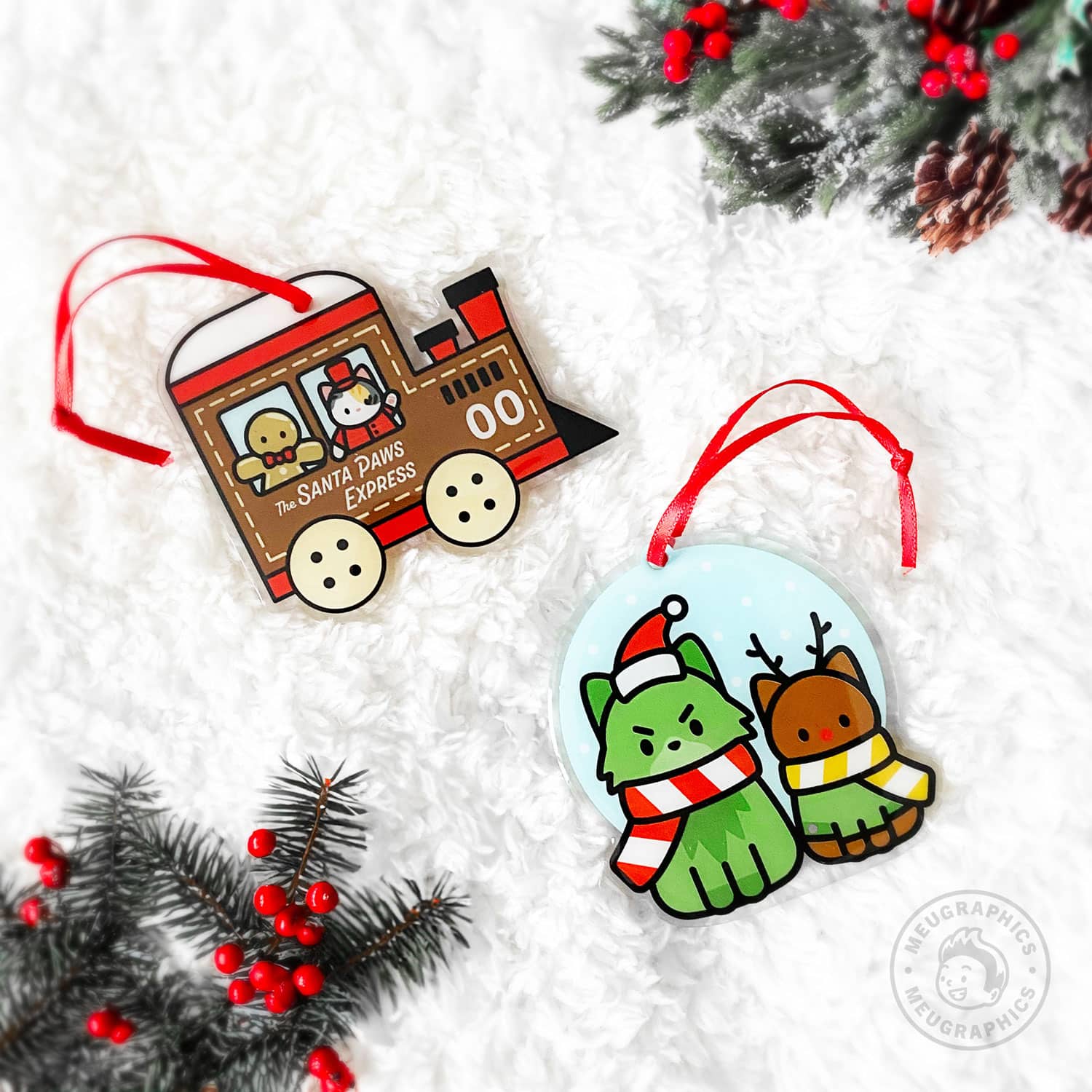Santa Paws Express Train Acrylic Ornament