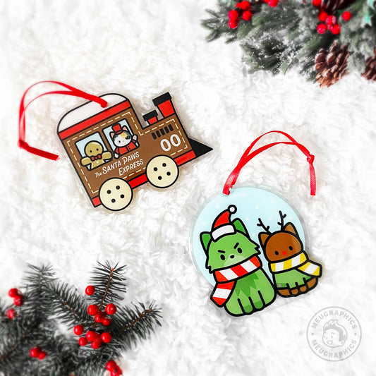 Santa Paws Express Train Acrylic Ornament