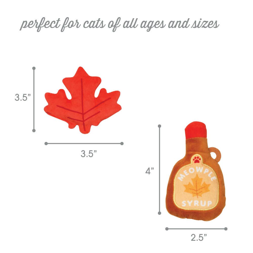 Maple Leaf & Syrup Fall Cat Toys, Set of 2