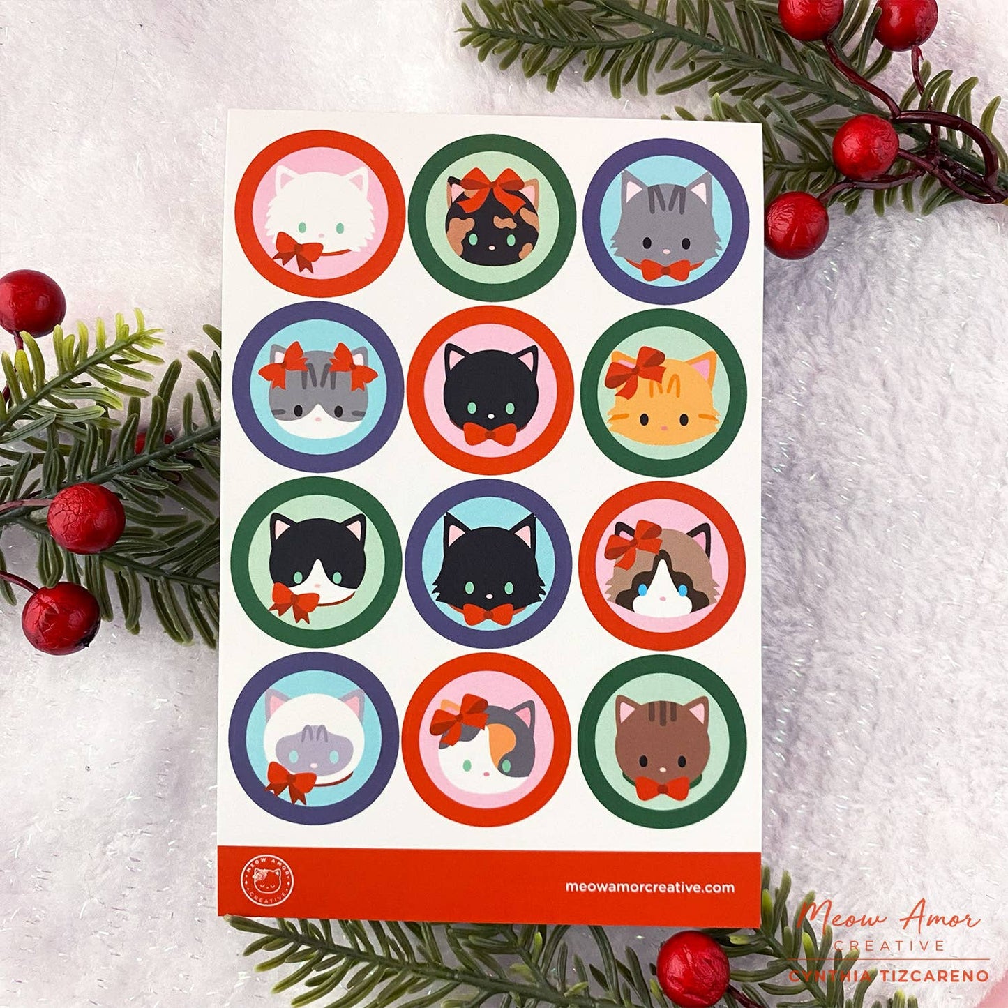 Ribbon Cats Vinyl Sticker Sheet