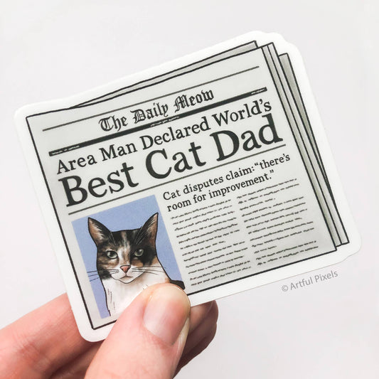 World's Best Cat Dad Vinyl Sticker - Calico